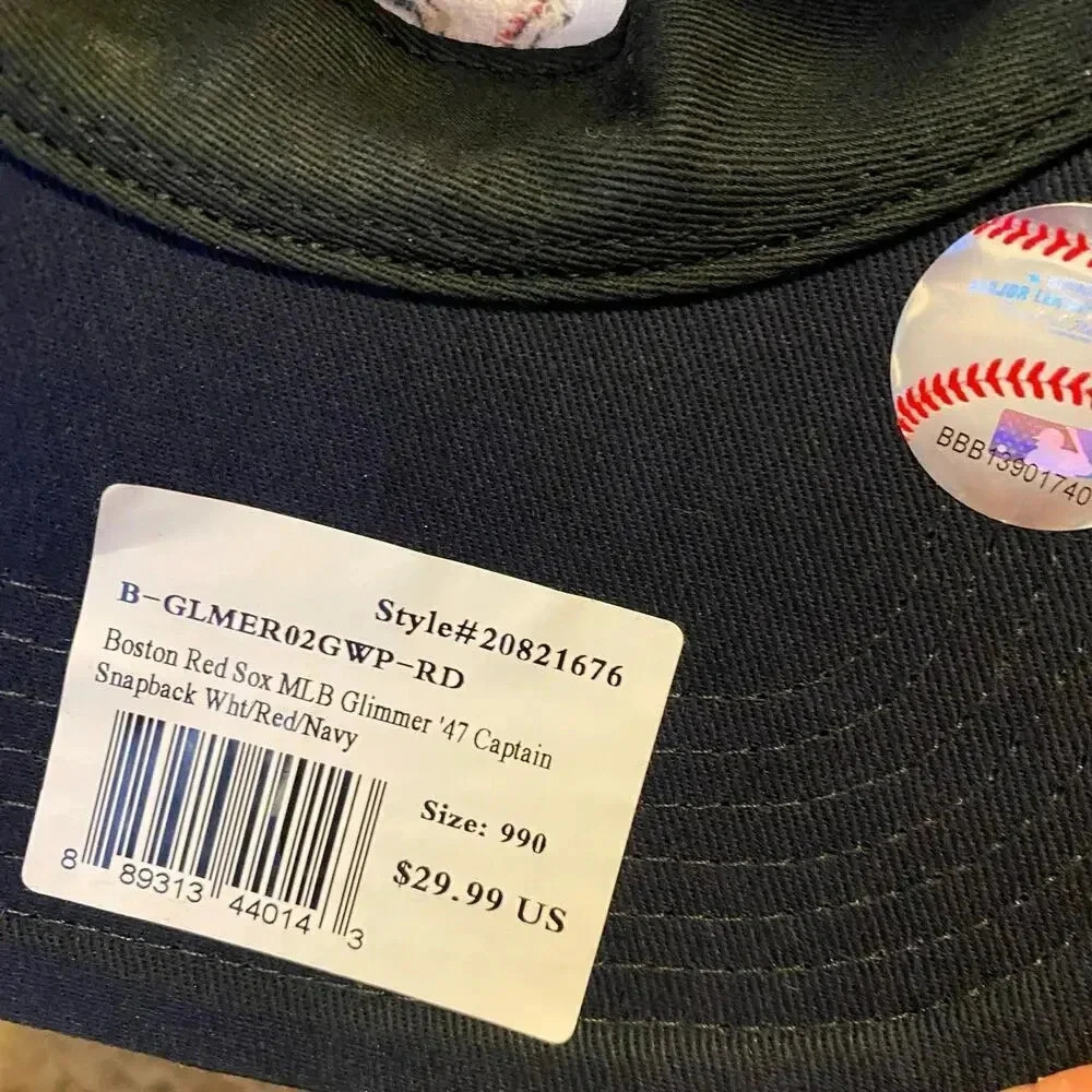 New Hat Boston Red Sox MLB Glimmer 47” Captain SnapBack White Red Navy One Size - Picture 3 of 3